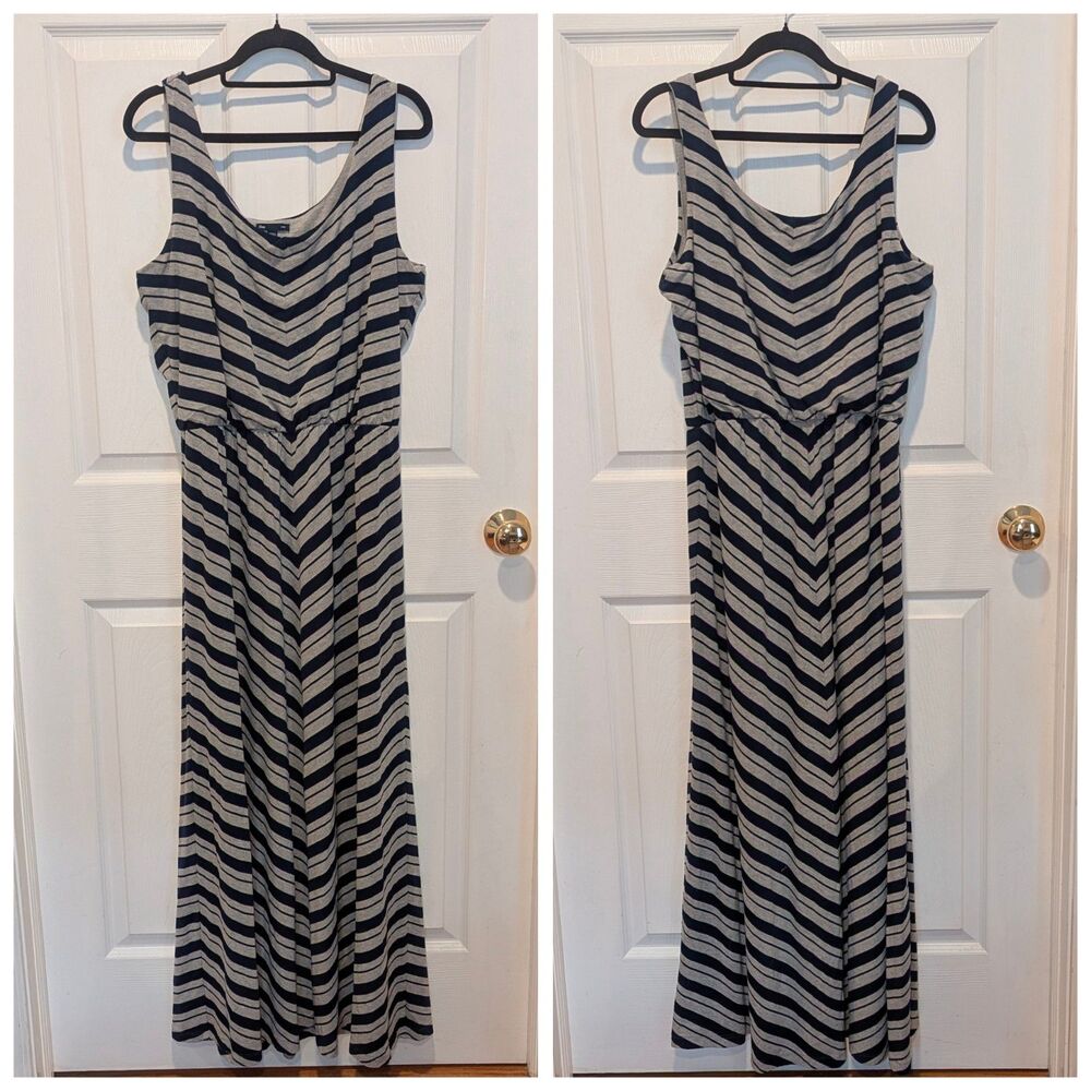 Gap XL Striped Maxi Dress Boho Minimalist‎ Aesthetic Flowy Stretch Waist Chic